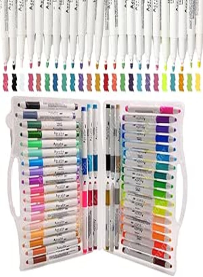 PLUSPOINT 48 Acrylic Paint Pens Markers Premium Extra Fine Point Water Based Colors Acrylic MarkerB0CY9QVPK6 for Wood, Canvas, Rock Painting, Glass, Ceramic Surfaces, DIY Crafts Making Art Supplies